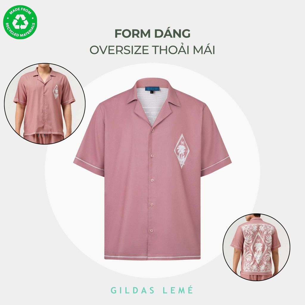 Form dáng áo sơ mi đi biển Pink Paradise