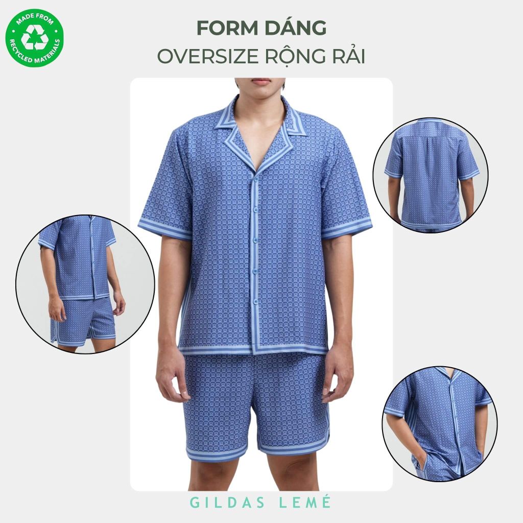 Form dáng áo sơ mi đi biển monogram