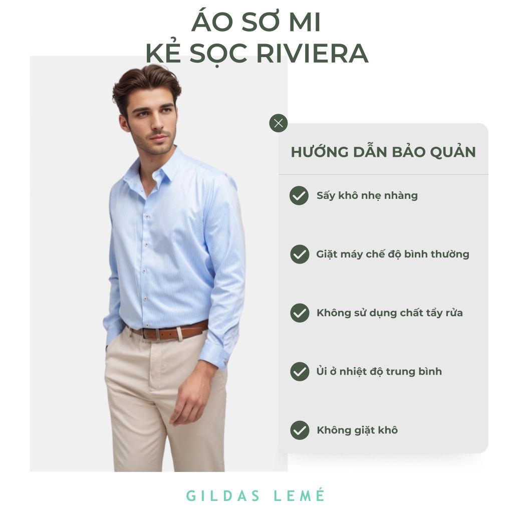 hướng dẫn bảo quản áo sơ mi kẻ sọc riviera