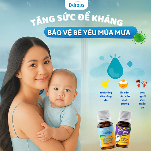 Bé dễ ốm vặt mùa mưa: Vai trò của Vitamin D3 đối với hệ miễn dịch