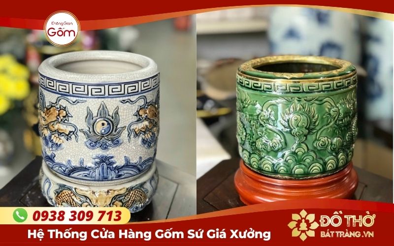Địa chỉ mua bộ bát hương thờ cúng bằng gốm sứ Bát Tràng tại TPHCM