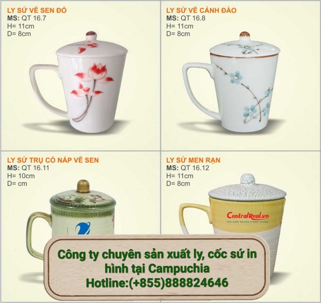 Cốc sứ đẹp, in hình lên ly sứ, cốc sứ giá rẻ tại Campuchia