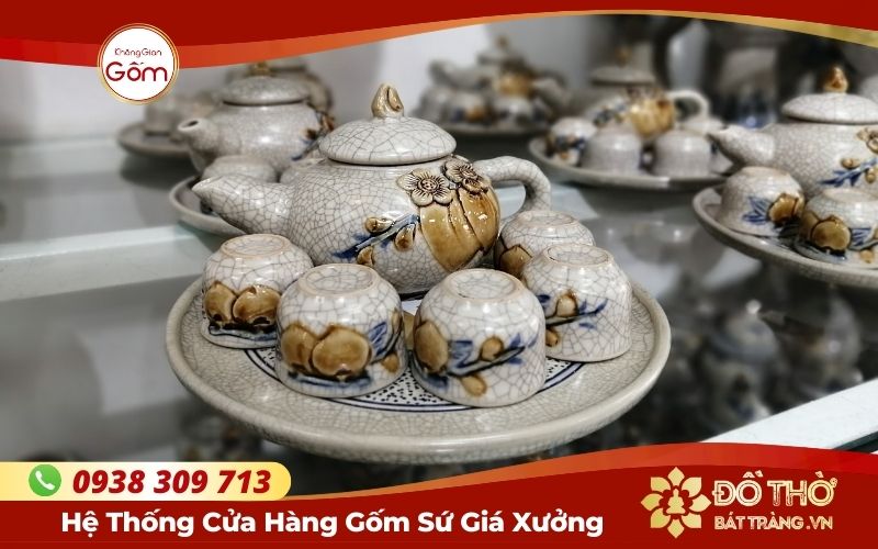 Mua bộ chén thờ men rạn Bát Tràng – Đồ thờ cúng gốm sứ cao cấp Bát Tràng