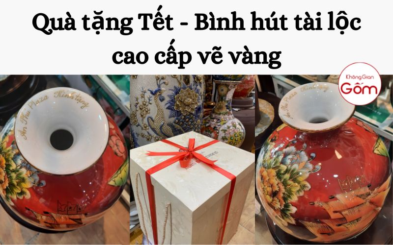 Quà tặng Tết – Bình hút tài lộc cao cấp vẽ vàng