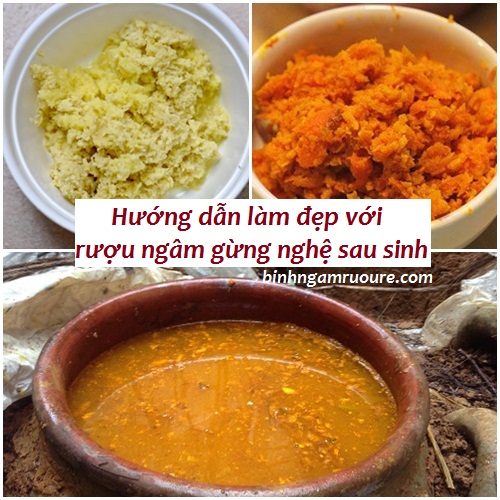Hướng dẫn làm đẹp với rượu ngâm gừng nghệ sau sinh