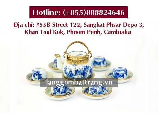 Công ty sản xuất ấm chén bát tràng quảng cáo, khuyến mãi, in logo theo yêu cầu tại campuchia