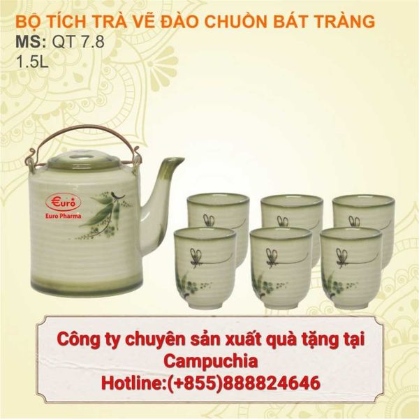 Công ty sản xuất bình trà sứ trắng quảng cáo, khuyến mãi, in logo theo yêu cầu tại campuchia
