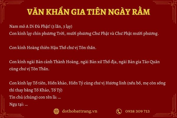 Mẫu văn khấn ngày rằm thông dụng cho các loại bàn thờ
