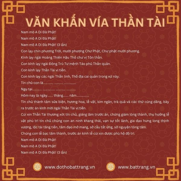 Bài cúng vía Thần Tài mùng 10 tháng Giêng cổ truyền chuẩn nhất