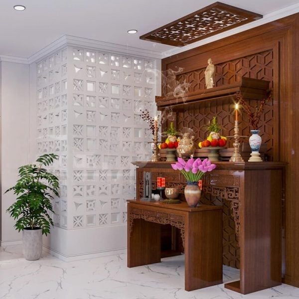 Mẫu bàn thờ gia tiên đẹp – Bộ đồ thờ gia tiên Bát Tràng đầy đủ