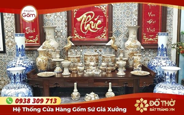 Cửa hàng bán bộ bát đĩa thắp hương Bát Tràng – Bộ mâm bát hoa mặt trời