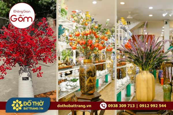 Tổng hợp các mẫu lọ hoa gốm sứ chưng Tết cao cấp, sang trọng