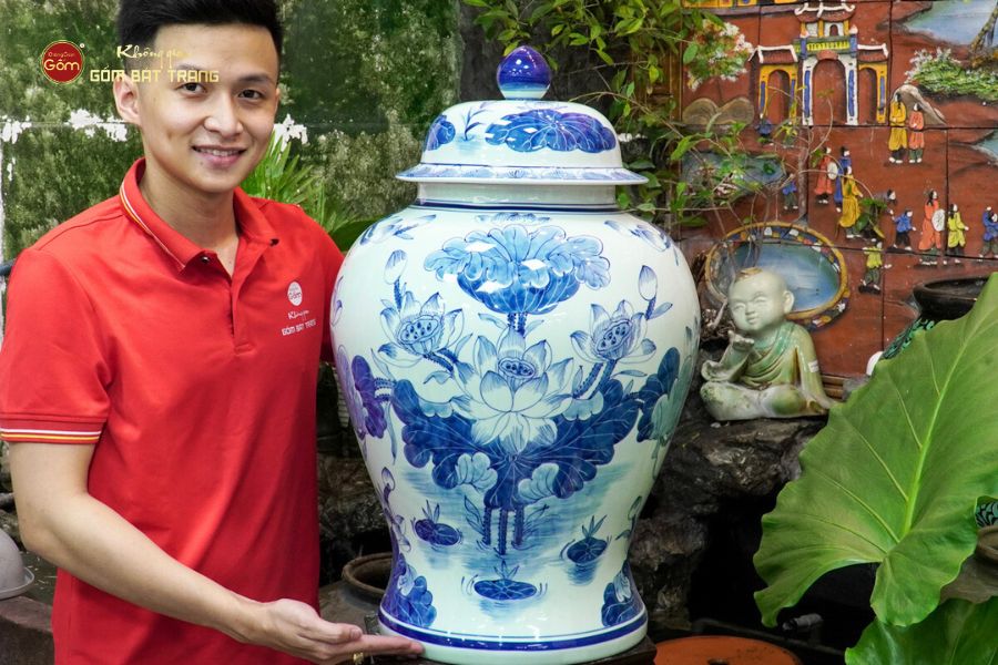 Chóe Men Lam Vẽ Tay Họa Tiết Hoa Sen Trắng