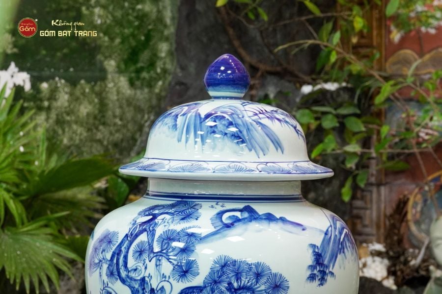 Chóe Men Lam Họa Tiết Tùng Hạc