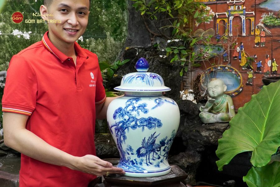 Chóe Men Lam Họa Tiết Tùng Hạc