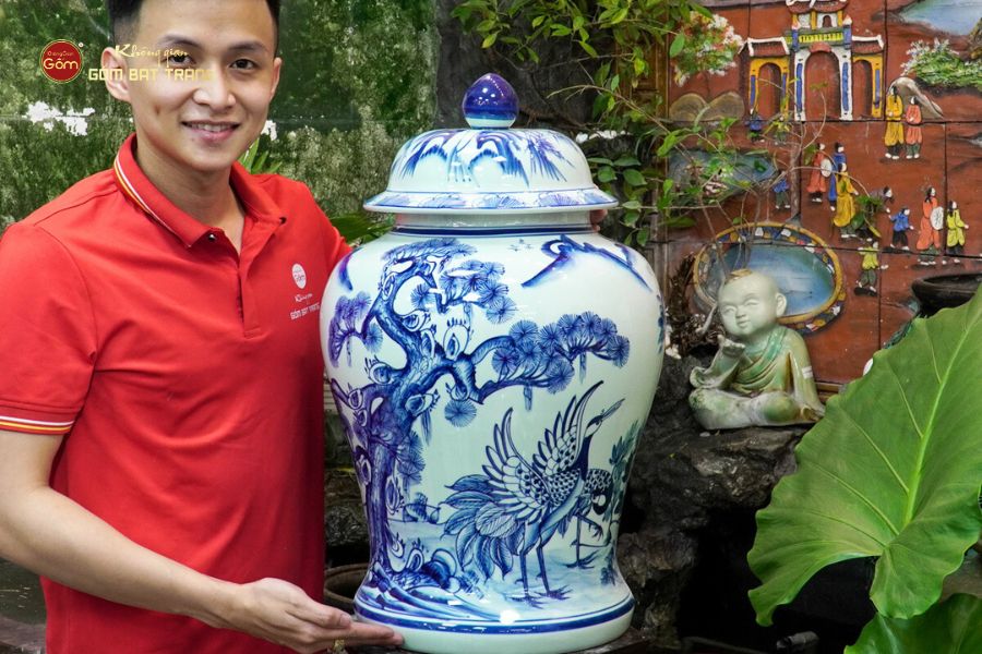 Chóe Men Lam Họa Tiết Tùng Hạc