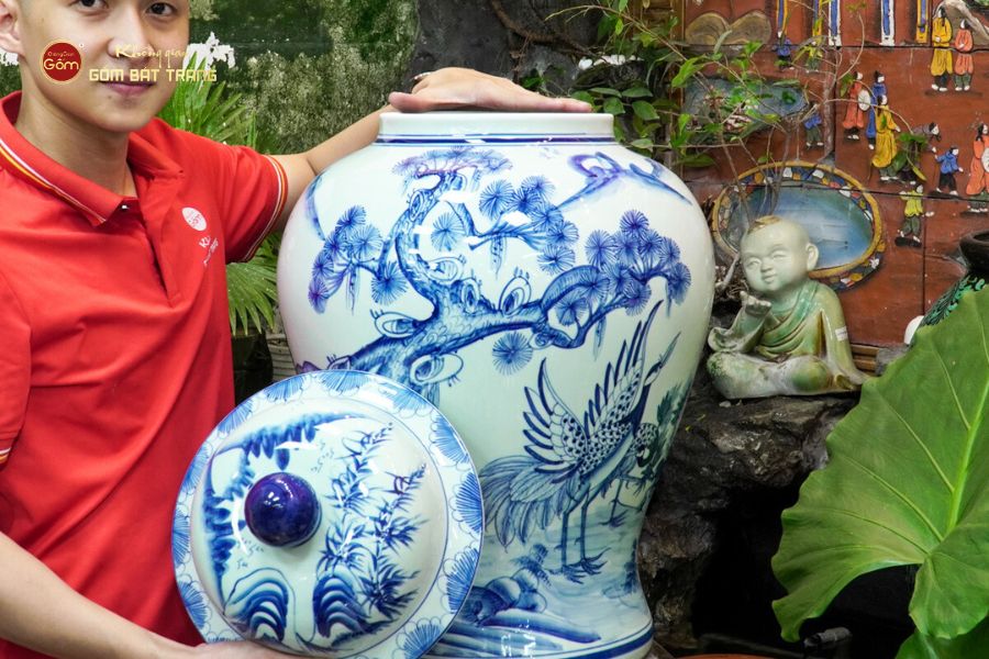 Chóe Men Lam Họa Tiết Tùng Hạc