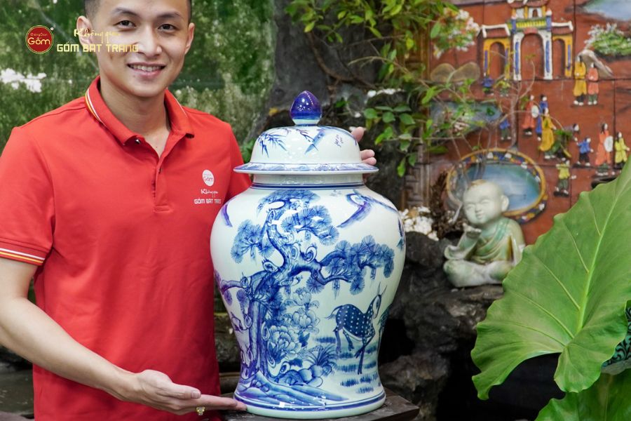 Chóe Men Lam Họa Tiết Tùng Lộc