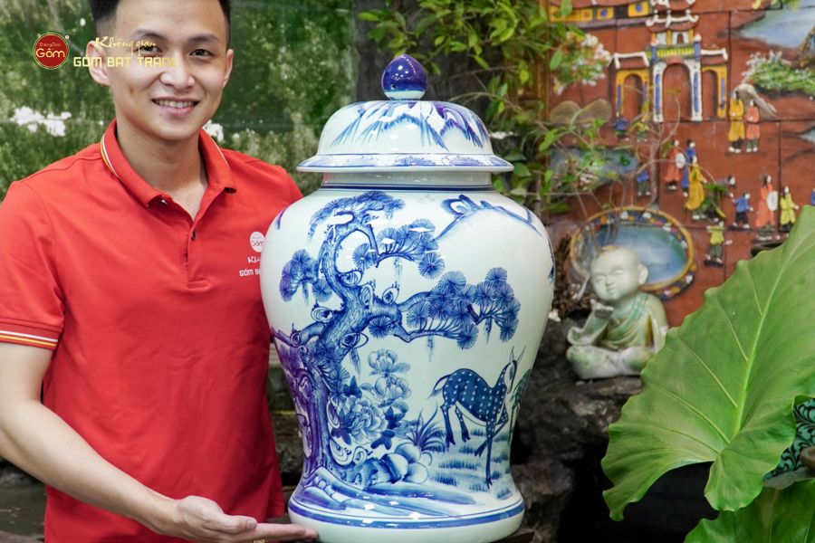 Chóe Men Lam Họa Tiết Tùng Lộc