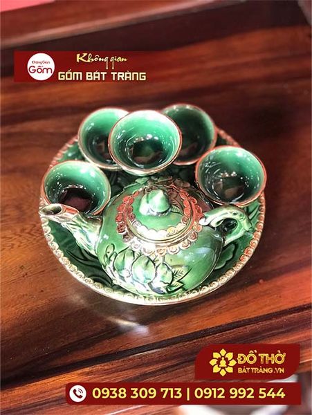 Mua bộ chén thờ men rạn Bát Tràng – Đồ thờ cúng gốm sứ cao cấp Bát Tràng