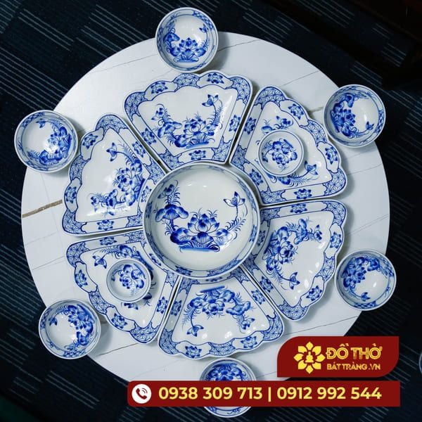 Bộ bát đĩa Bát Tràng thắp hương – sự lựa chọn cho mâm cơm cúng