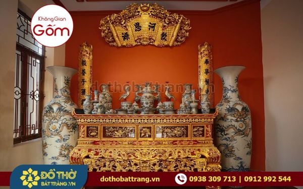 Mua bộ chén thờ men rạn Bát Tràng – Đồ thờ cúng gốm sứ cao cấp Bát Tràng
