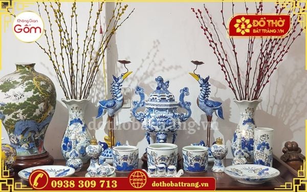 Mua bộ chén thờ men rạn Bát Tràng – Đồ thờ cúng gốm sứ cao cấp Bát Tràng