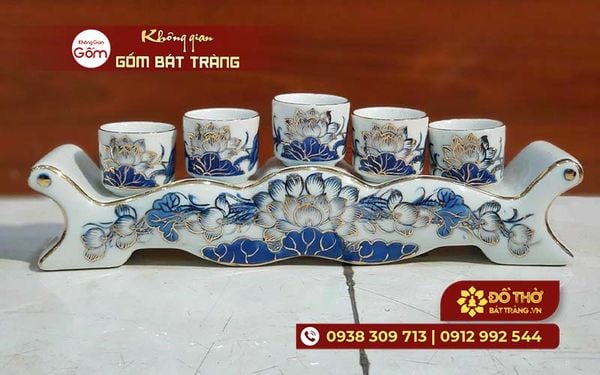 Trọn bộ đồ thờ vẽ vàng 24K cao cấp – Gốm sứ Bát Tràng