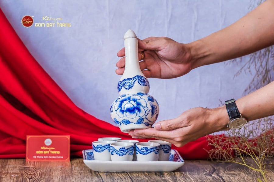 Bộ Nậm Rượu Hai Bầu Hoa Phù Dung