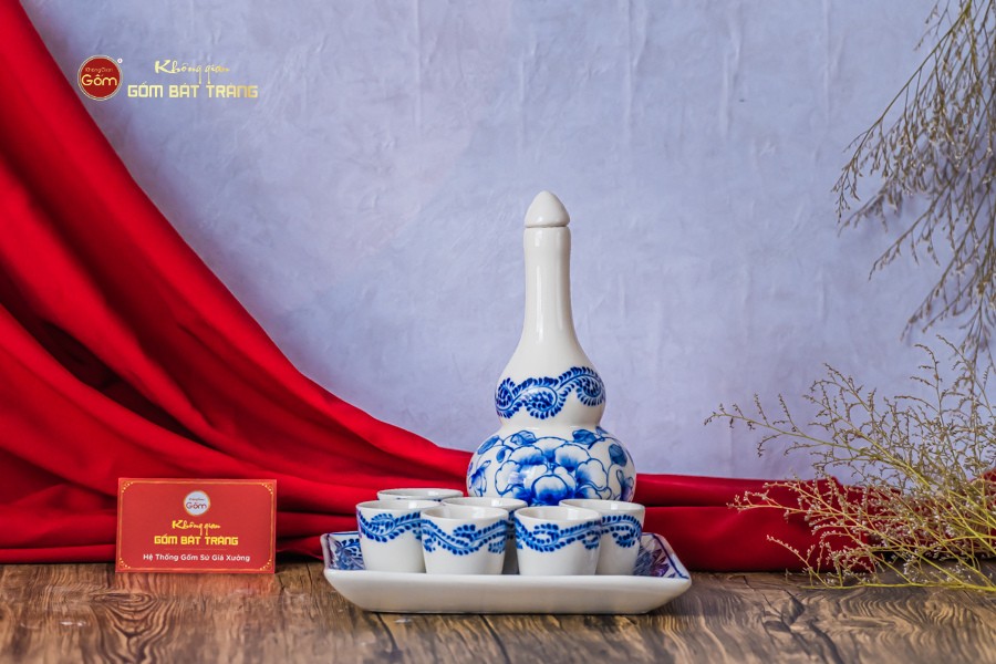 Bộ Nậm Rượu Hai Bầu Hoa Phù Dung