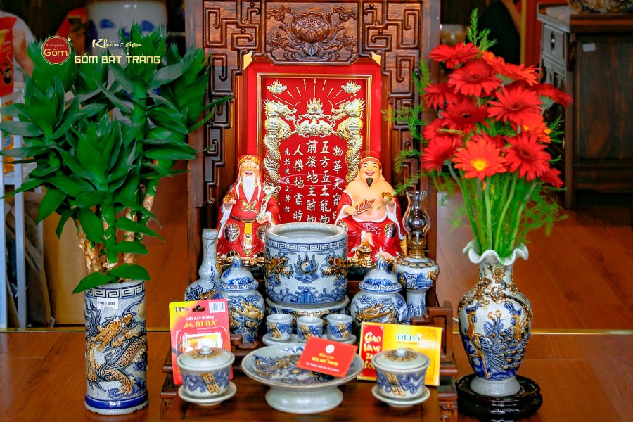 Bộ Tượng Thần Tài Thổ Địa Ghế Đá Áo Đỏ