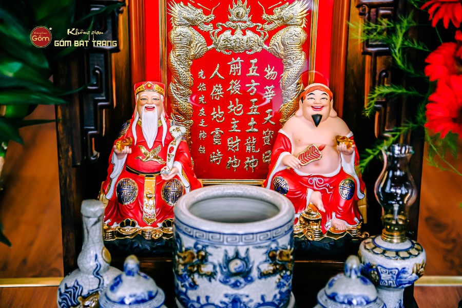 Bộ Tượng Thần Tài Thổ Địa Ghế Đá Áo Đỏ