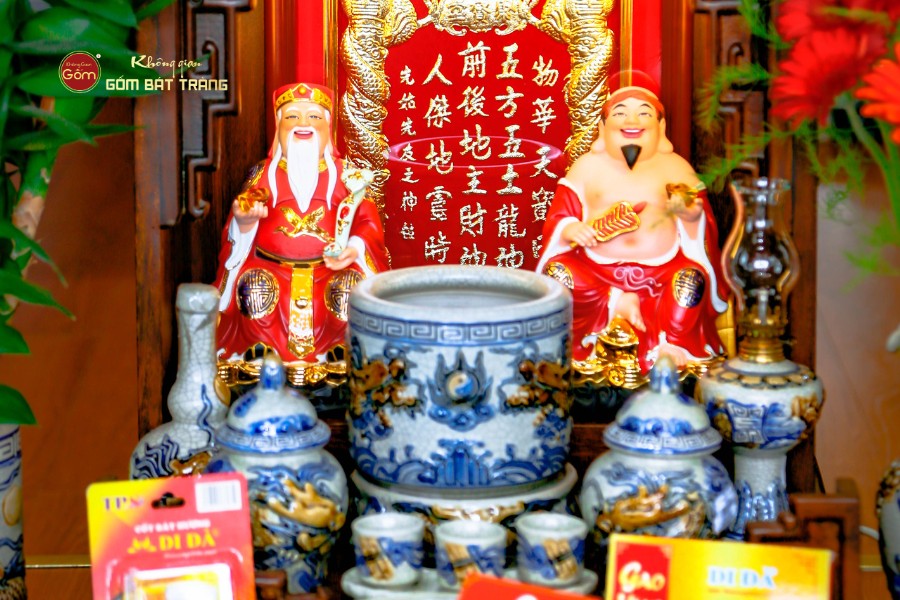 Bộ Tượng Thần Tài Thổ Địa Ghế Đá Áo Đỏ