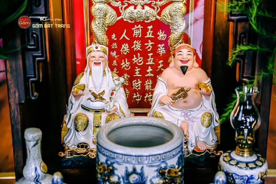 Bộ Tượng Thần Tài Thổ Địa Ghế Đá Trân Châu