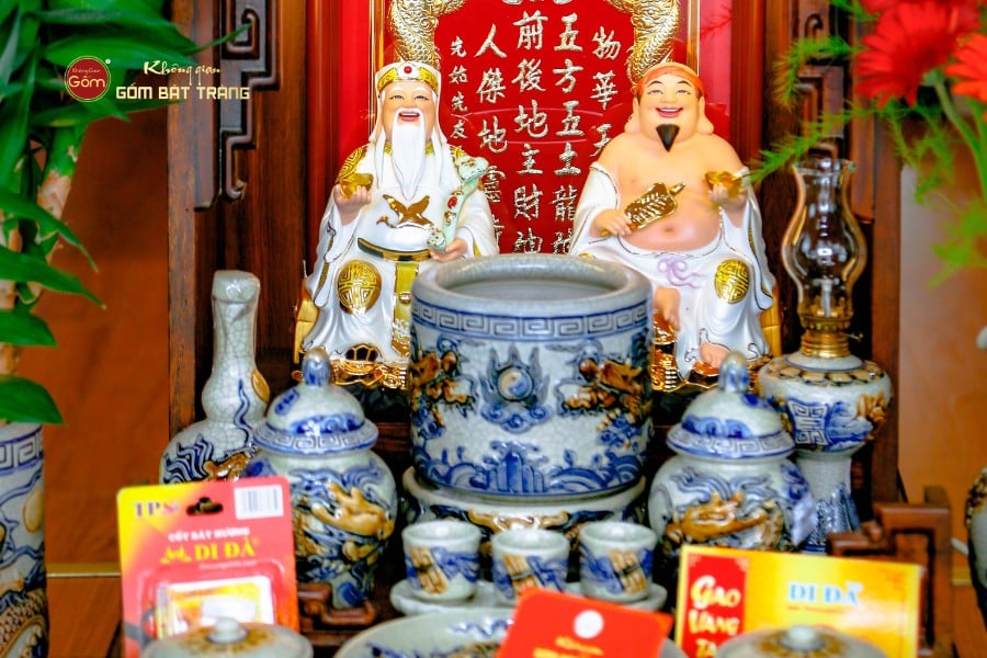 Bộ Tượng Thần Tài Thổ Địa Ghế Đá Trân Châu