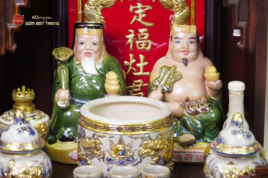 Bộ Tượng Thần Tài Thổ Địa Men Ngọc Lục Bảo