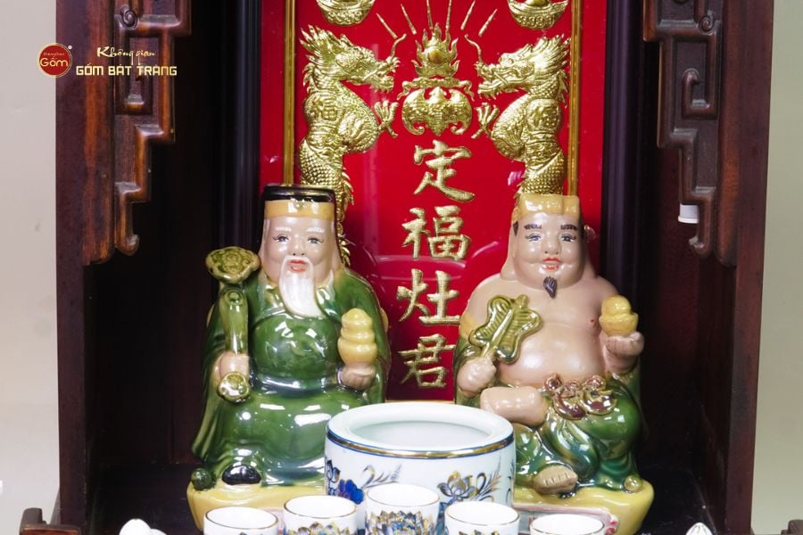 Bộ Tượng Thần Tài Thổ Địa Men Ngọc Lục Bảo