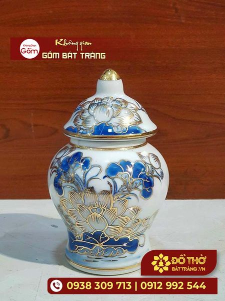 Trọn bộ đồ thờ vẽ vàng 24K cao cấp – Gốm sứ Bát Tràng