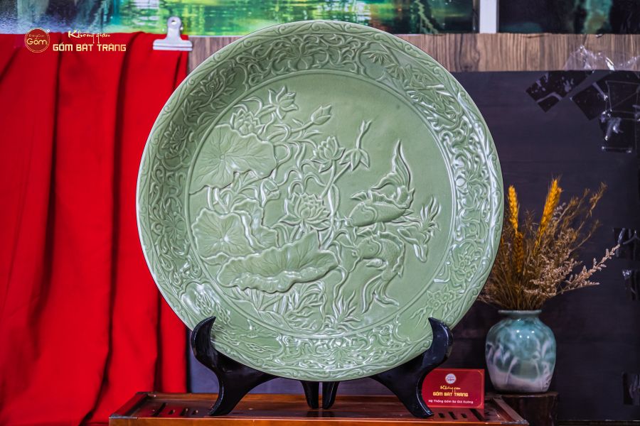 Đĩa Trưng Bày Men Ngọc Song Ngư Cát Hạnh
