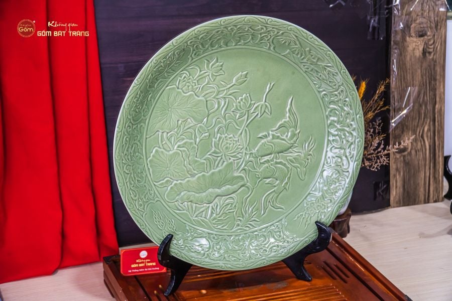 Đĩa Trưng Bày Men Ngọc Song Ngư Cát Hạnh