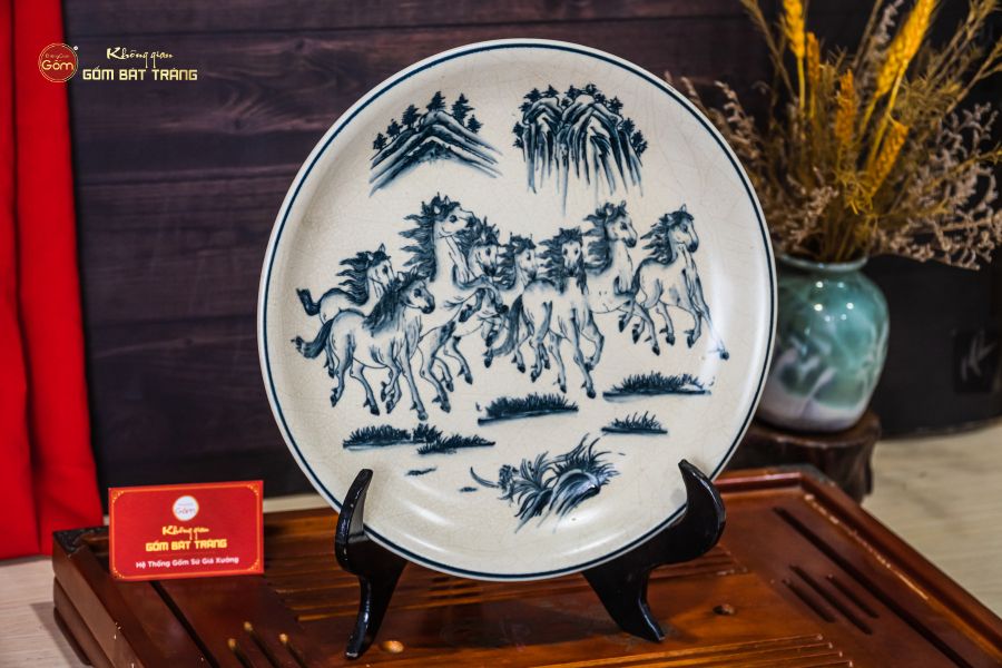 Đĩa Trưng Bày Men Rạn Bát Mã Truy Phong