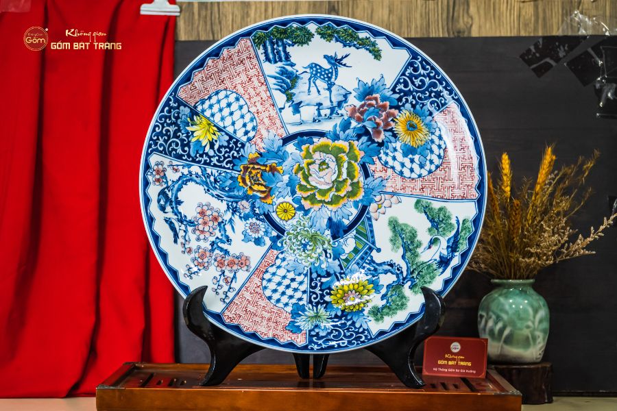 Đĩa Trưng Bày Lam Huế Ngũ Sắc Tứ Quý