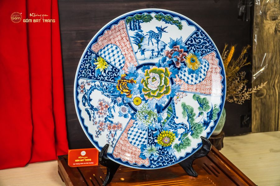 Đĩa Trưng Bày Lam Huế Ngũ Sắc Tứ Quý