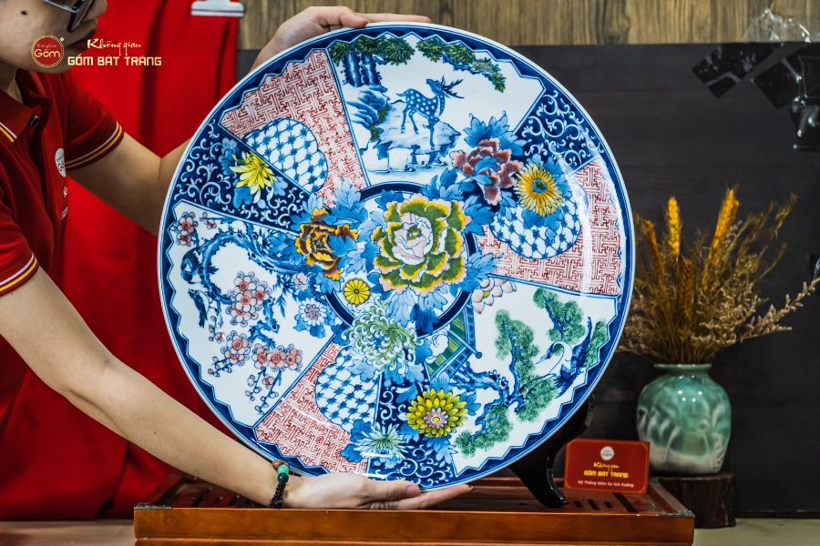 Đĩa Trưng Bày Lam Huế Ngũ Sắc Tứ Quý
