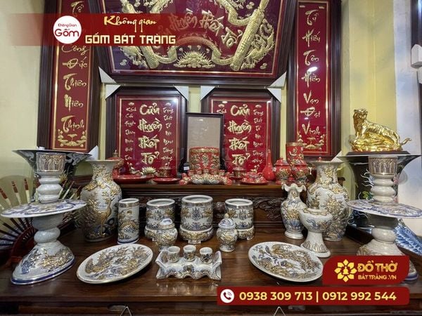 Đồ thờ gốm sứ Bát Tràng tinh xảo, sang trọng