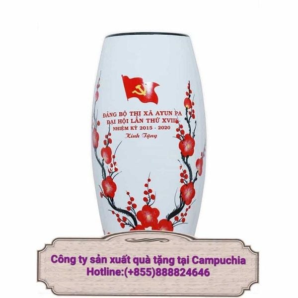 Công ty Việt chuyên cung cấp lọ hoa gốm sứ bát tràng in logo làm quà tặng tại campuchia