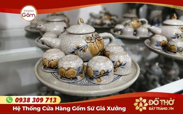 Mua bộ chén thờ men rạn Bát Tràng – Đồ thờ cúng gốm sứ cao cấp Bát Tràng