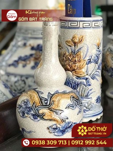 Cách bày trí bộ đồ thờ gia tiên gốm Bát Tràng chuẩn phong thủy