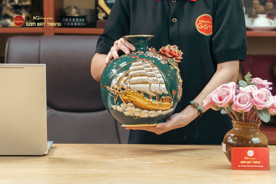 Quả Hút Lộc Men Xanh Vẽ Vàng Thuận Buồm Xuôi Gió