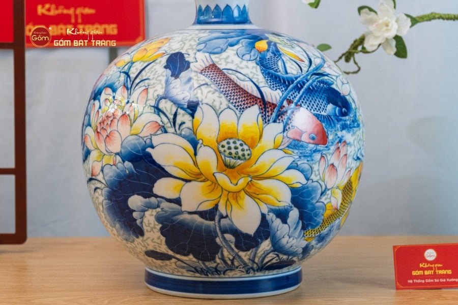 Quả Hút Lộc Niên Niên Hữu Dư Gấm Ngọc Chạm Nổi